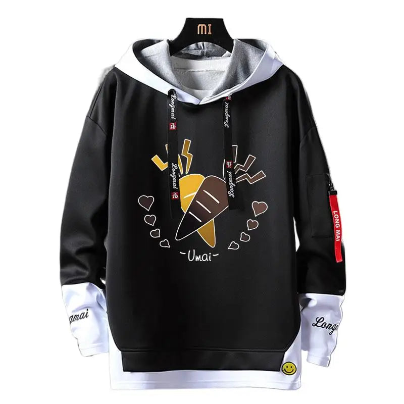 A hoodie featuring two carrots