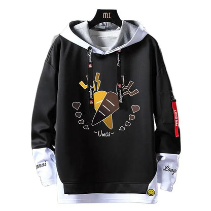 A hoodie featuring two carrots