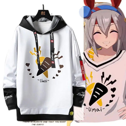 A black and white contrast hoodie featuring a carrot and Tanamo Cross