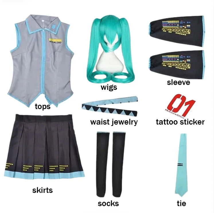 Hastune Miku Cosplay | Green or Pink | Comes with accessories